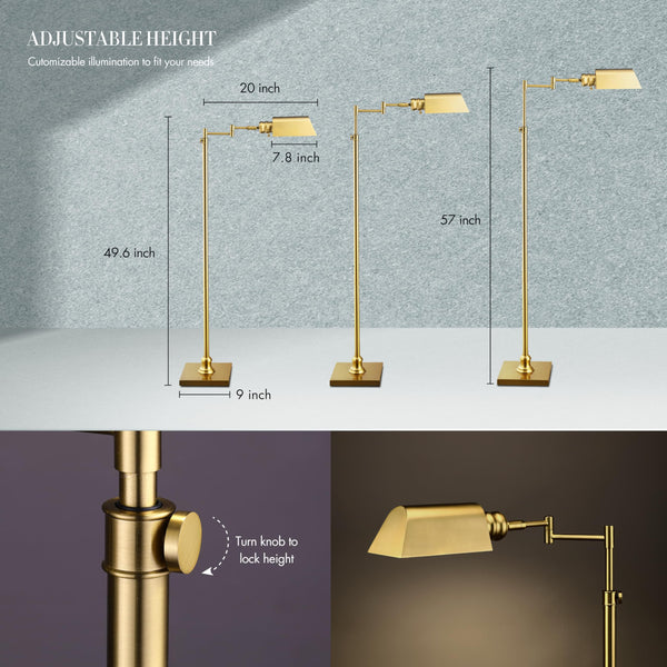 Pharmacy Floor Lamp with Swing Arm & Full-Range Dimming