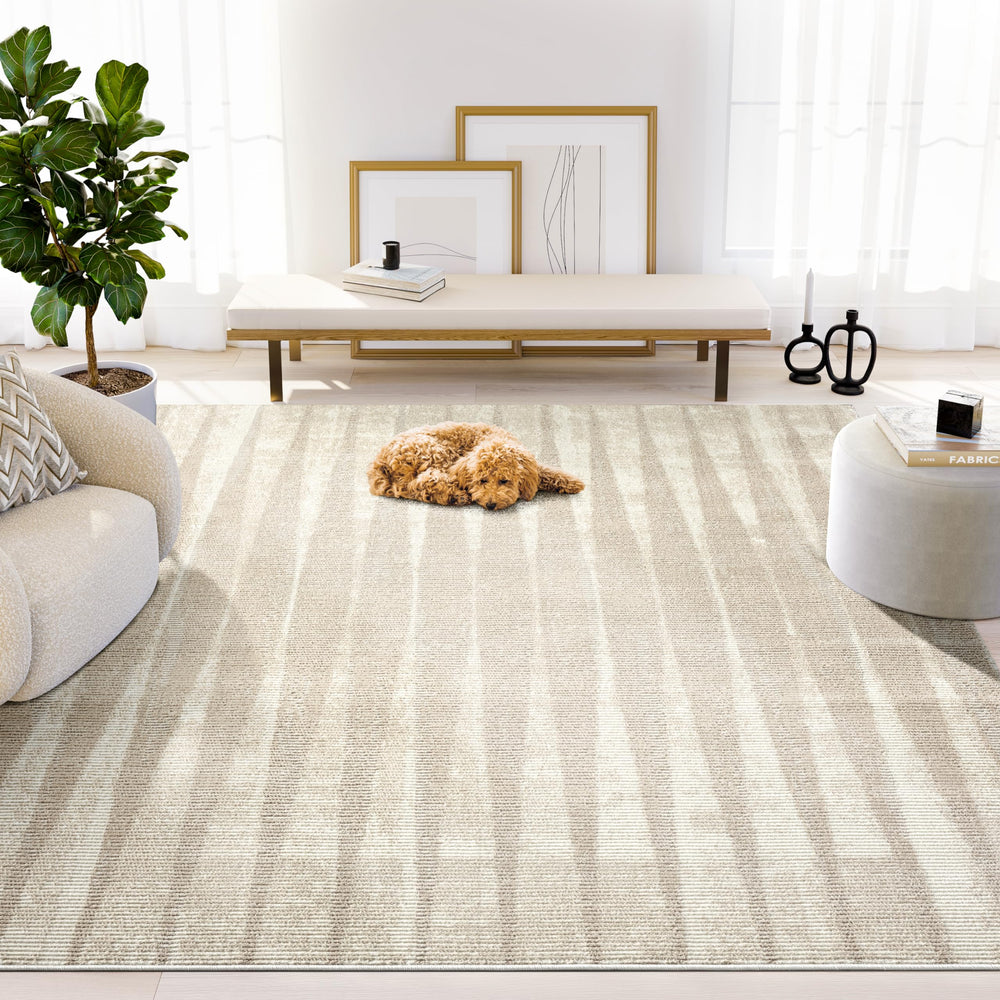 Washable Area Rug – Geometric Cream