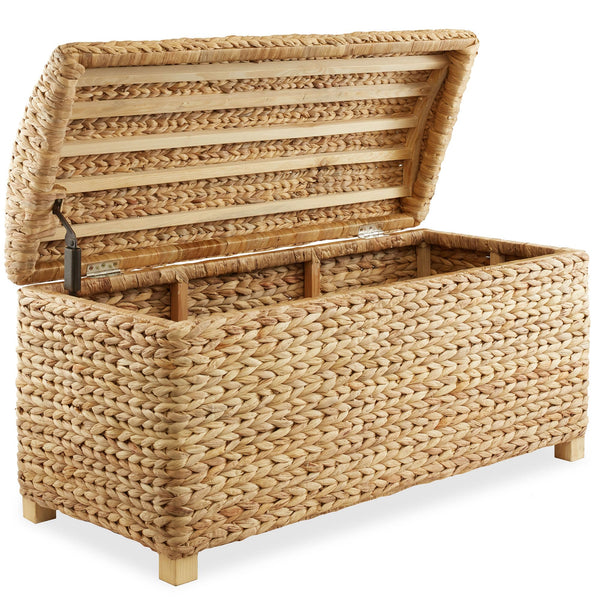 Water Hyacinth Storage Trunk with Curved Lid & Safety Hinge
