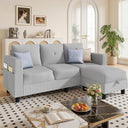 L-Shaped Sectional Sofa with Reversible Storage Ottoman
