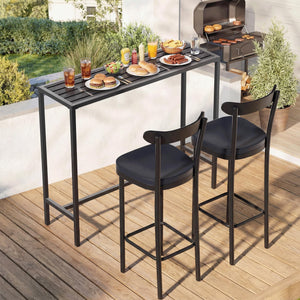45-Inch Outdoor Bar Height Table – Carbon Steel Frame & Weatherproof HDPE Top
