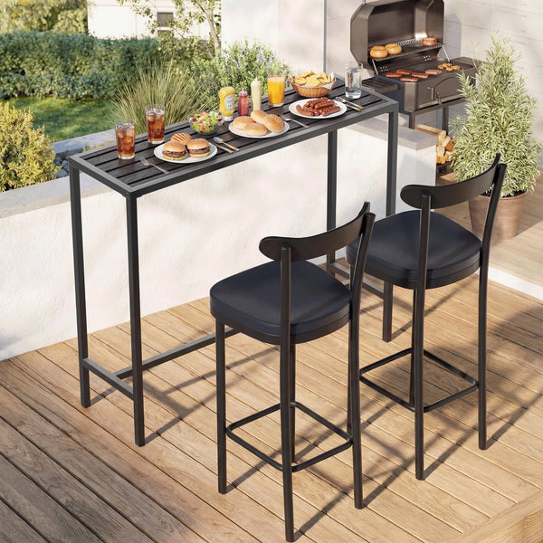 45-Inch Outdoor Bar Height Table – Carbon Steel Frame & Weatherproof HDPE Top