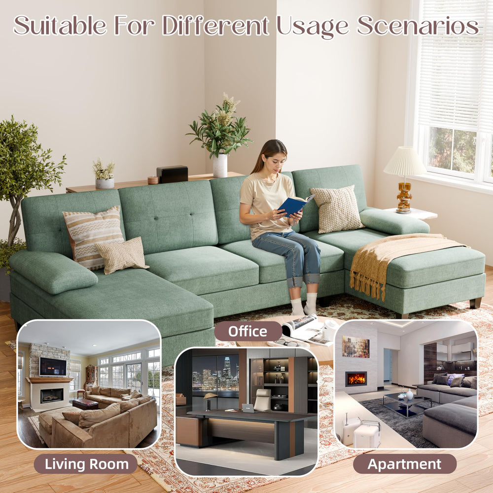 U-Shaped Sectional Sofa with Double Chaise Lounges
