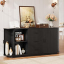63" Fluted Sideboard Buffet Cabinet with 3 Drawers & 2 Doors