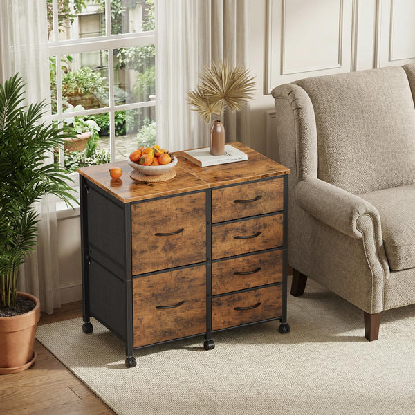 6 Drawer Mobile Lateral File Cabinet with Rolling Printer Stand