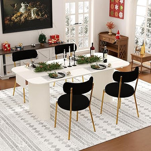 Modern Oval Dining Table Set with Boucle Chairs – 4 to 6 Seats