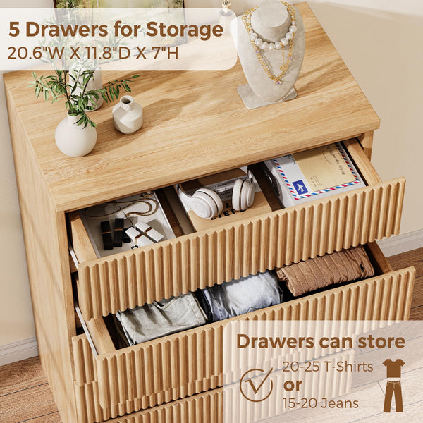 Fluted 5-Drawer Dresser