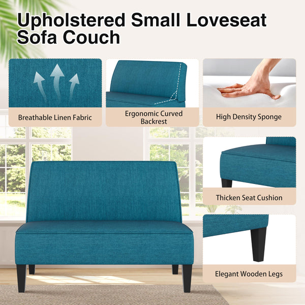 2-Seater Loveseat Sofa with Wooden Legs