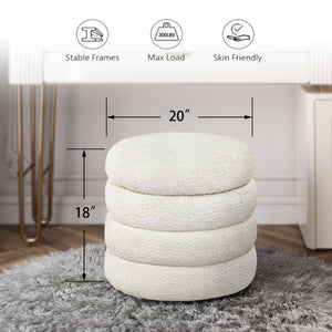 Round Storage Ottoman with Removable Lid