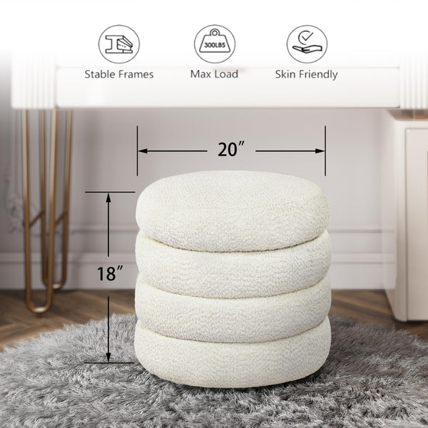 Round Storage Ottoman with Removable Lid