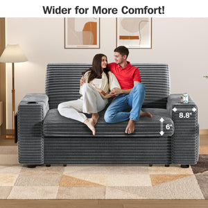 65" Convertible Loveseat Sleeper Sofa with Pull-Out Bed