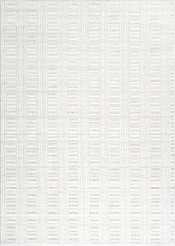 Cream Checkered Minimalist Area Rug