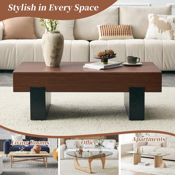 Walnut Wood Coffee Table with Storage