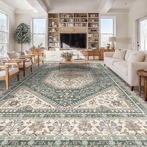 12x15 Washable Oriental Area Rug – Low Pile, Non-Slip, Stain Resistant