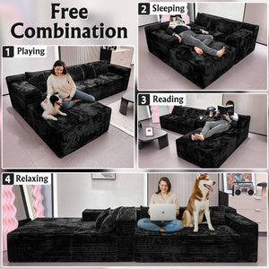 Modular Sectional Sofa with Chaise – Cloud Couch, Corduroy, L-Shaped, Deep Seat