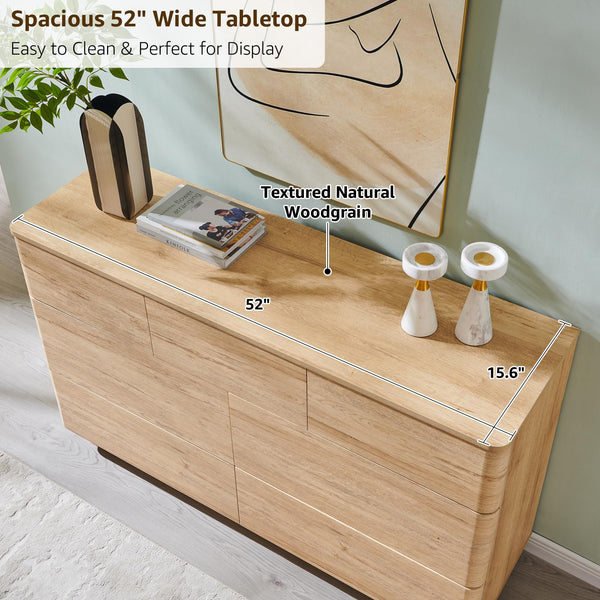 52" Wide 7-Drawer Dresser with Push-to-Open Storage