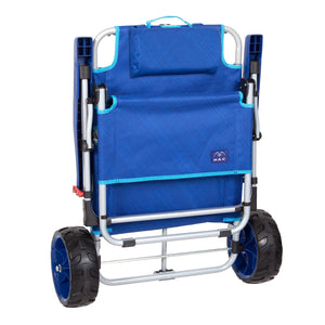 2-in-1 Folding Beach Lounge Chair with Pull Cart Wagon