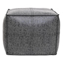 Square Distressed Vegan Leather Pouf Ottoman 18x18x14