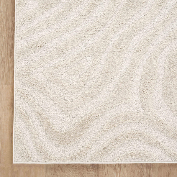 Cream Sculpted Swirl Area Rug