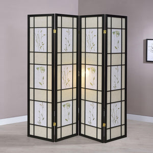 4-Panel Floral Room Divider – 70 Inch Folding Privacy Screen