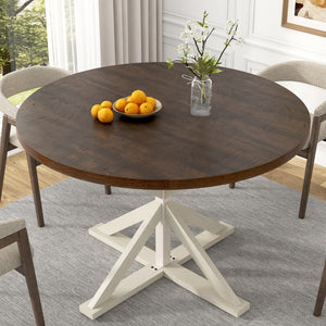 Round Farmhouse Dining Table, 47-Inch
