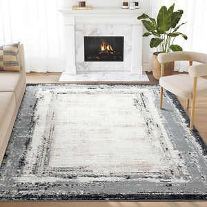Cream Abstract Area Rug