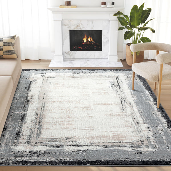 Cream Abstract Area Rug