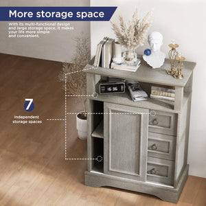Farmhouse Storage Cabinet with Drawers and Sliding Barn Door