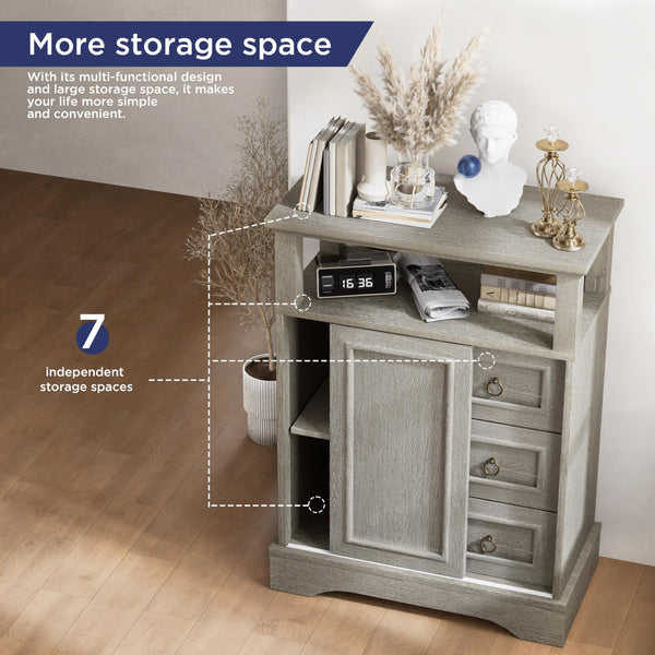 Farmhouse Storage Cabinet with Drawers and Sliding Barn Door