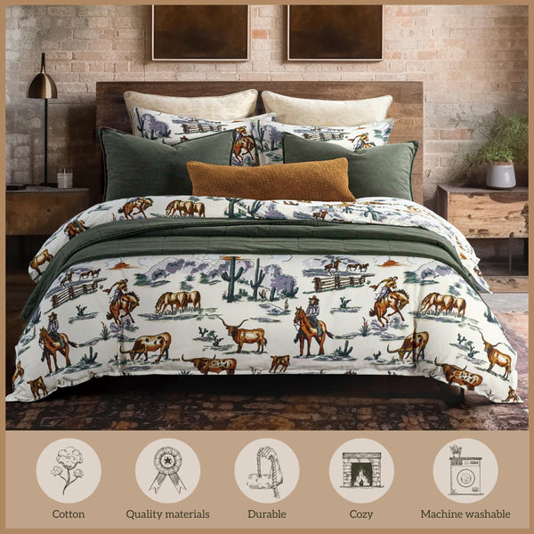 Western Cotton Comforter Set with Pillow Shams