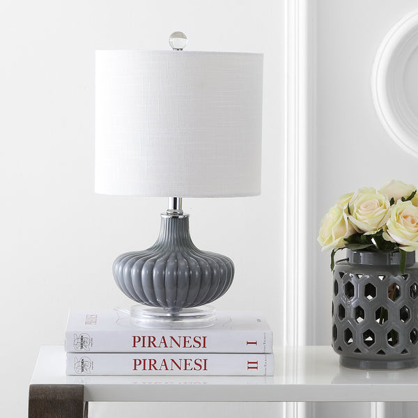 Fluted Glass Table Lamp 18" – Gray