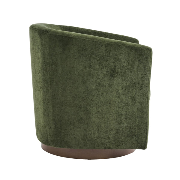 Velvet Swivel Barrel Accent Chair with Wood Frame