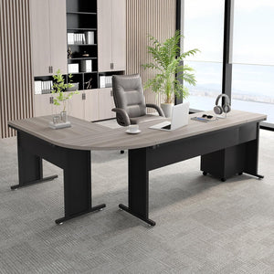 L-Shaped Executive Desk with Drawers & Rolling File Cabinet – 83 Inch Industrial Corner Office Desk