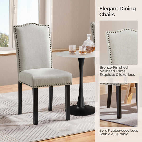 Fabric Dining Chairs with Solid Wood Legs