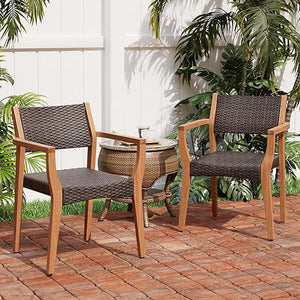 Acacia Wood Outdoor Dining Chairs with Cushions
