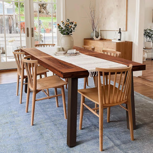 Solid Acacia Wood Dining Table for 6 with Metal Legs – 69 inch