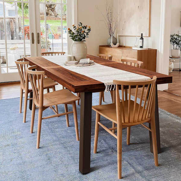 Solid Acacia Wood Dining Table for 6 with Metal Legs – 69 inch