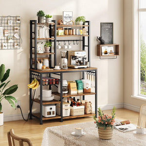 Baker's Rack with Power Outlet and Microwave Stand