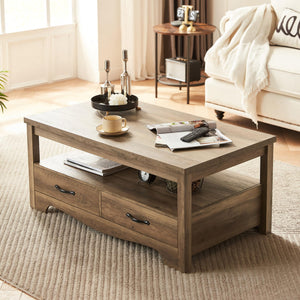 Farmhouse Coffee Table with Drawers & Storage