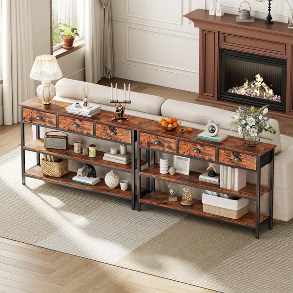 47-Inch Console Table with 3 Drawers and Storage Shelves
