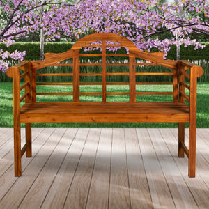 3-Seat Arched Acacia Wood Outdoor Garden Bench