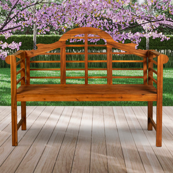 3-Seat Arched Acacia Wood Outdoor Garden Bench