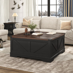 40" Square Lift Top Coffee Table with Power Outlets & Hidden Storage