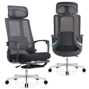 Ergonomic Office Chair with Footrest & Lumbar Massager