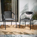 Rattan Stack Chair Set of 2 – Indoor Outdoor Patio Dining Chair