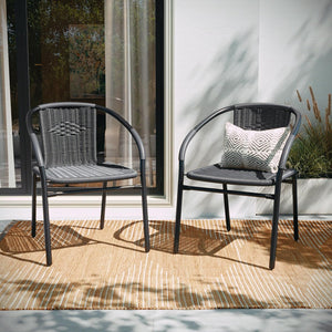 Rattan Stack Chair Set of 2 – Indoor Outdoor Patio Dining Chair