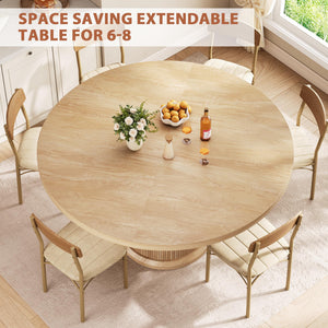 Extendable Round Dining Table with Storage Shelf