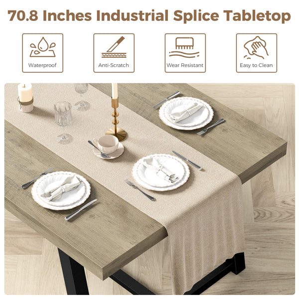7-Piece Dining Table Set with 6 Upholstered Chairs