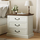 Farmhouse Nightstand with Charging Station & 3 Drawers