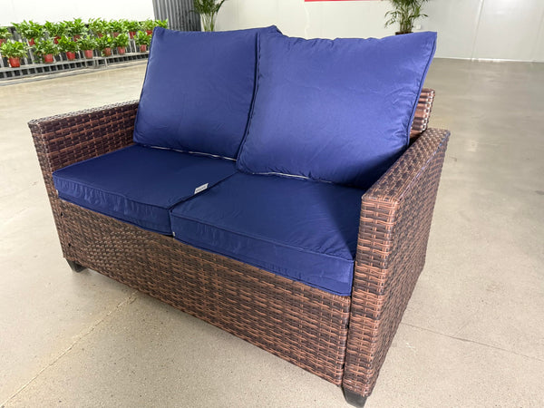 Outdoor Rattan Loveseat with Water-Resistant Cushions